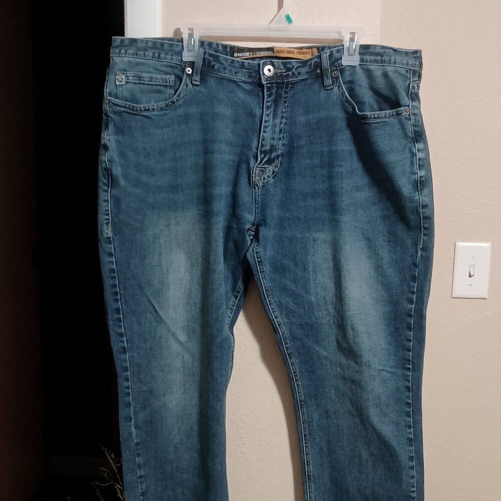 Hooey X Rock & Roll Relaxed Double Barrel Stackable Leg Blue Jeans Size 40x32